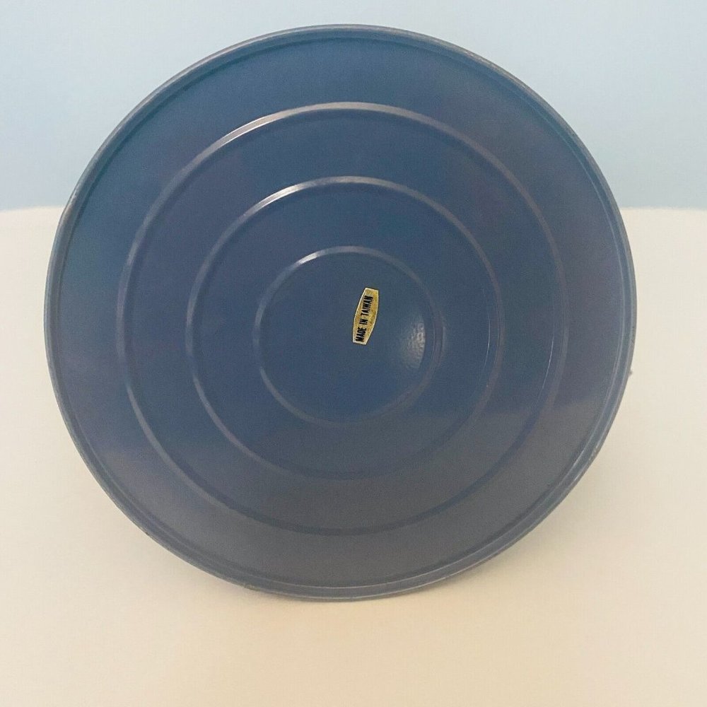 Metal Pitcher Planter Vase Blue With Beige Heart And Plastic Insert 4.5 Inches - Picture 7 of 12